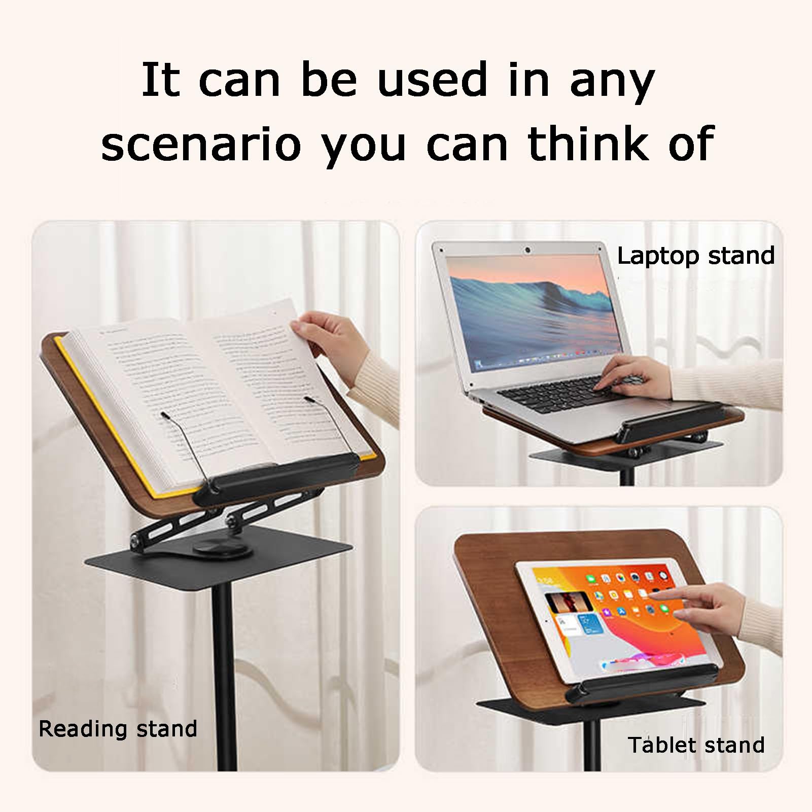 Generico Supporto da Lettura Regolabile 2 in 1 per Libri di Testo, Tablet, Laptop e riviste, con Pannello Rimovibile e Altezza Regolabile (Bianco, H-91-159cm)