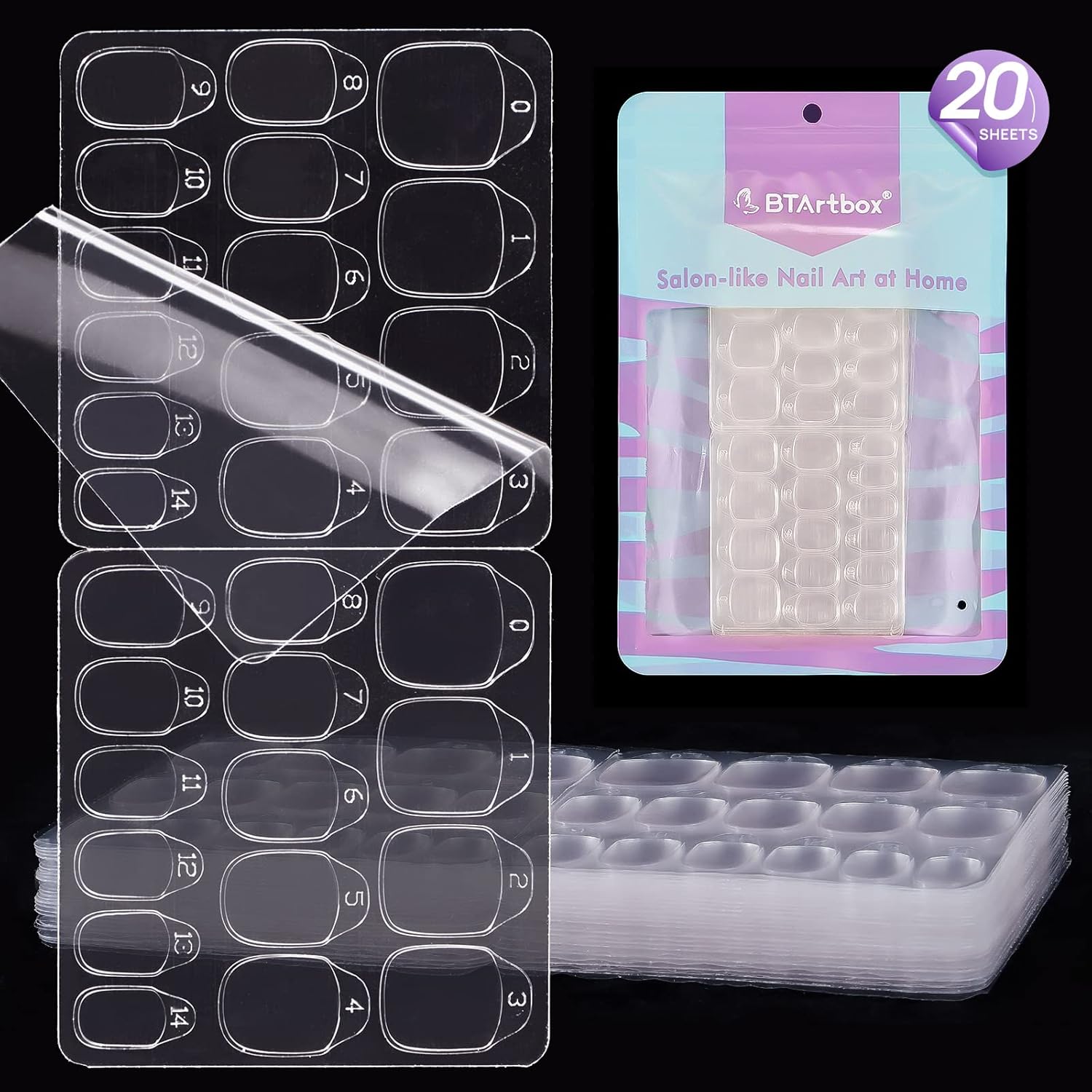 Nail Adhesive Tabs for Press On Nails BTArtbox 20 Sheets
