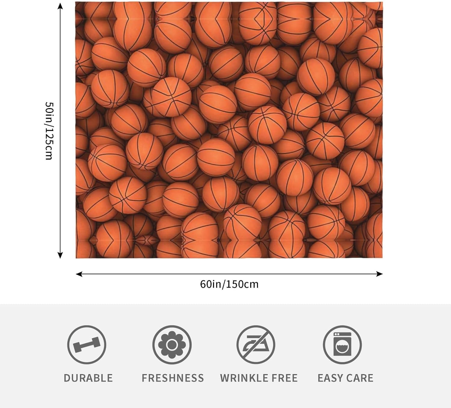 Basketball Orange Print Cozy Soft Blankets Warm 50x60 in Lightweight Blanket for Camping Travel