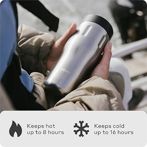 Miniatura 4 de Paquete de botella de agua de acero inoxidable aislada al vacío de 26 onzas para bebidas frías y calientes y taza de café de viaje aislada de 16 oz