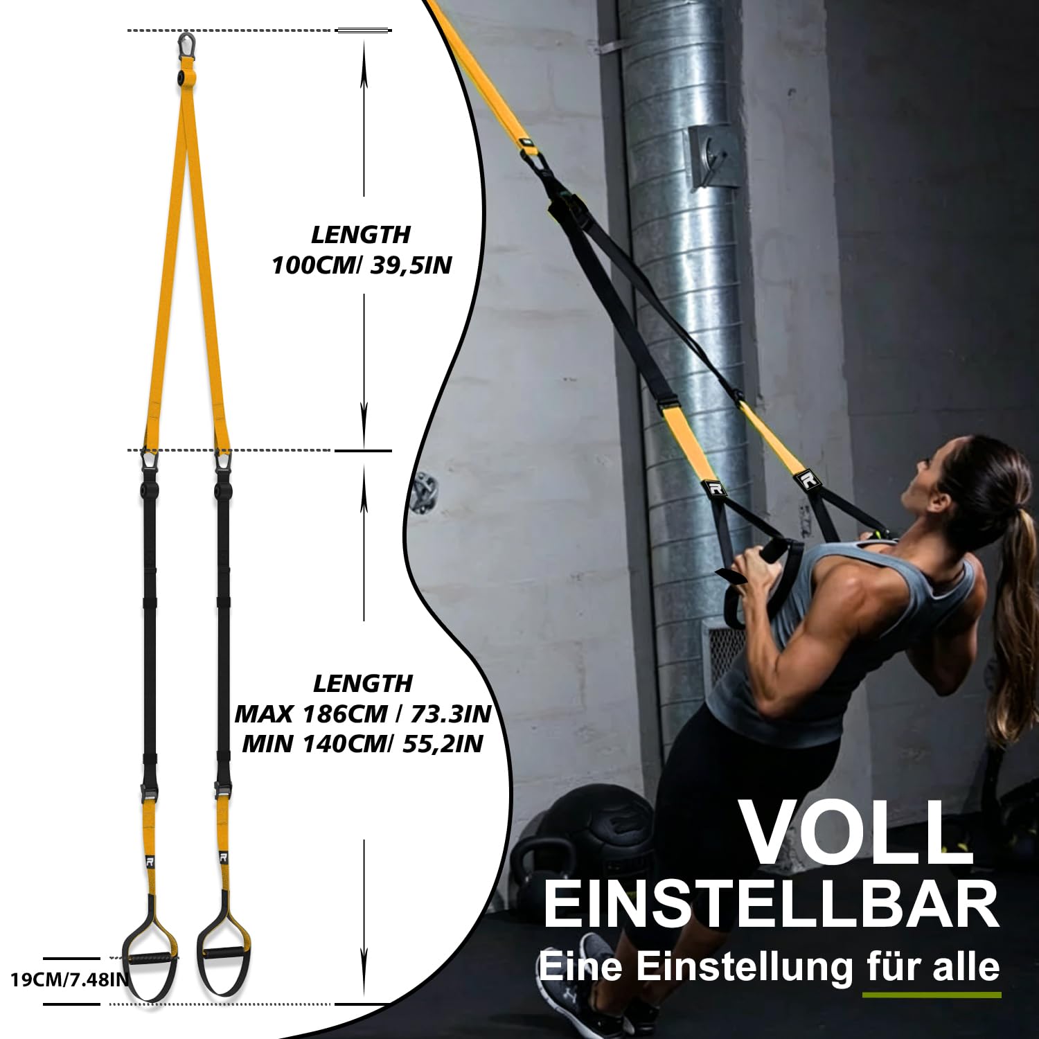 RHINOSPORT Sangles de Suspension Kit d'entraînement avec Crochet de Porte réglable Fitness à la Maison Convient pour Les déplacements