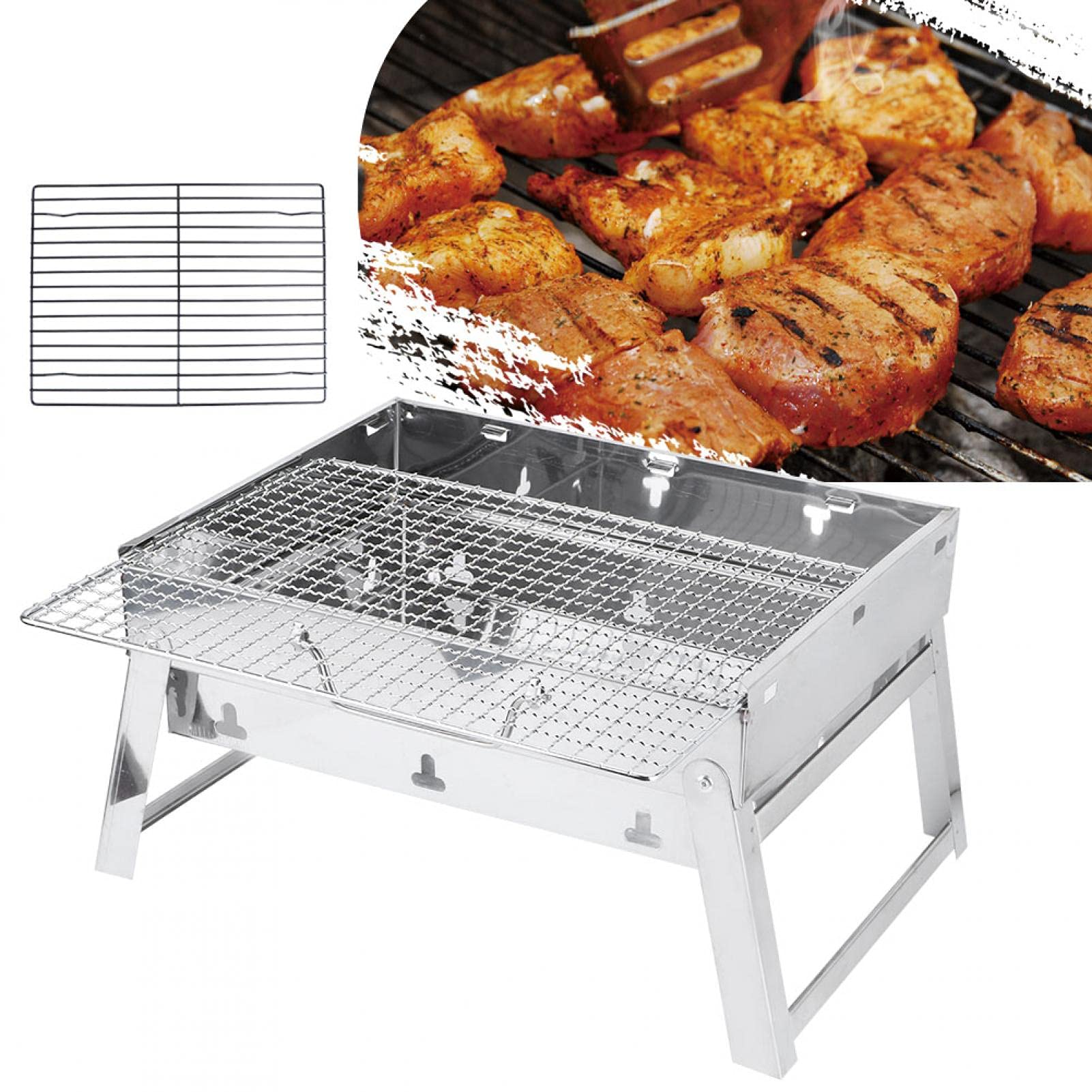 Grill ze stali nierdzewnej - Łatwy w użyciu grill Grill węglowy Bez rdzy do grilla Kebab do japońskiego grilla 35x27x20cm