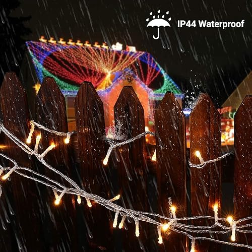Miniatura 8 de BrizLabs - Luces de Navidad, tono blanco cálido y multicolor, 180 pies, 500 LED que cambian de color, 11 modos de iluminación, control remoto,