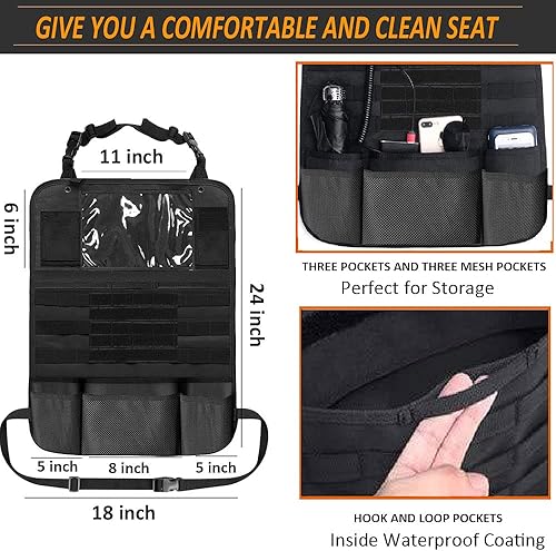 Miniatura 9 de VIIDOO Organizador de respaldo de asiento Molle mejorado con almacenamiento de armas Ipad, ajuste universal, automóvil, camión, Jeep, vehículo,