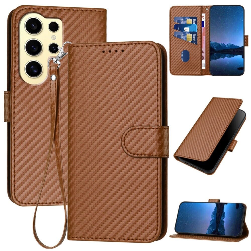 Étui compatible avec Samsung Galaxy S21 marron portefeuille rabat