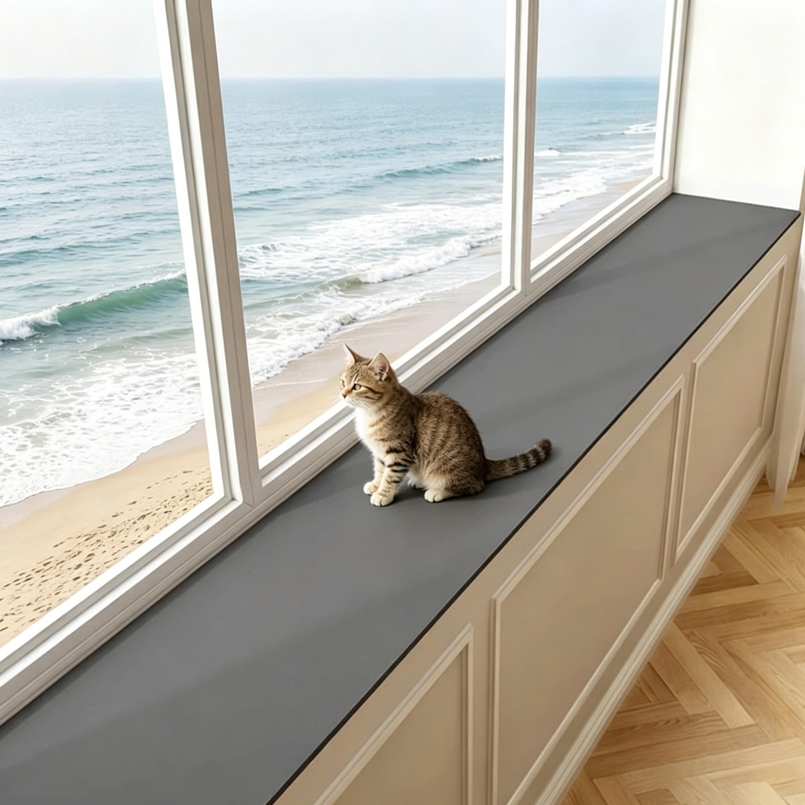 JXYQZD Window Sill Mat Diatomaceous Earth, Narrow Dustproof Window Sill Protective Cover, for Bay Windows and Balconies, Cut to Fit(Black,70x150cm)
