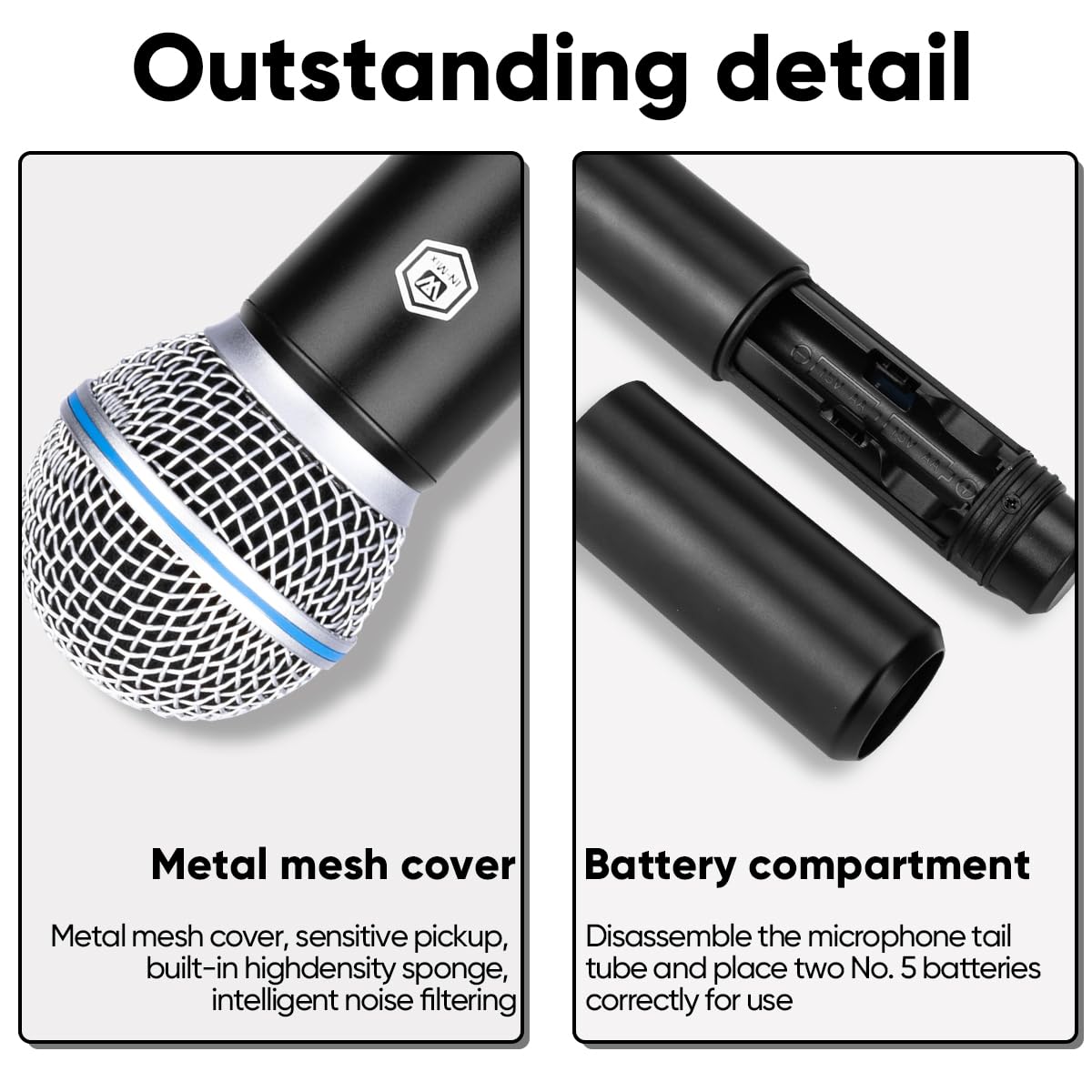 W IN-MIX UW140 bezprzewodowy system mikrofonowy, 4-kanałowy bezprzewodowy zestaw mikrofonów UHF z czterema mikrofonami ręcznymi, regulowana częstotliwość, duży zasięg, 79 m, idealny do kościoła
