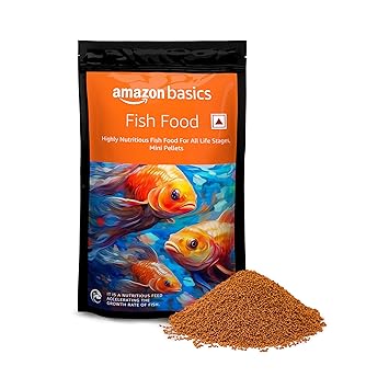 Amazon Basics Highly Nutritious Fish Food | 1 Kg | Mini Pellets | for All Life Stages - image, photos