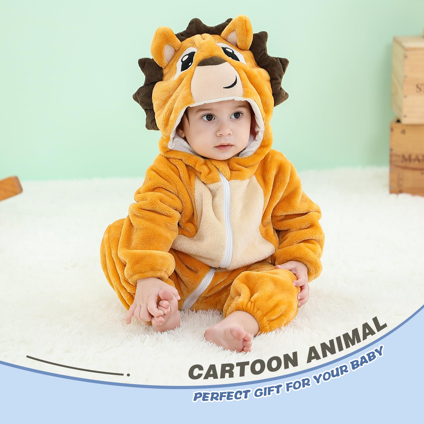 Pagliaccetto Neonato Invernale Costume Neonato, Flanella Unicorno Dinosauro Costume Neonata Sacco Nanna con Cappuccio Animale Tuta Neve Tutone Pile Bambino 0-36 Mesi