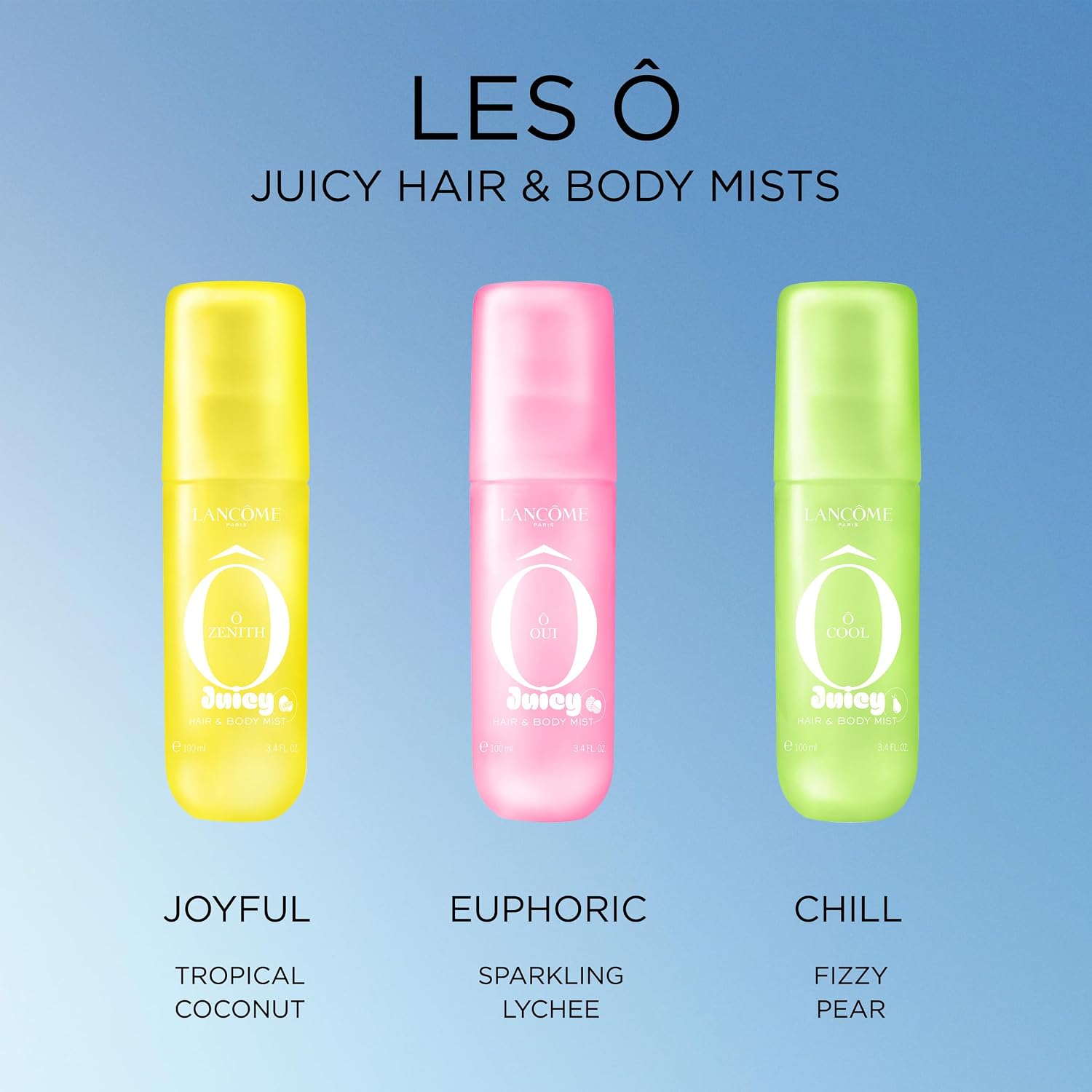 Lancôme Ô Cool Juicy Hair & Body Mist, Refreshing Body & Hair Perfume for Women, Scent of Pear, Apple & Verbena with Notes of Sandalwood, Long Lasting Spray Fragrance, Signature Summer Scent - 3 Fl Oz