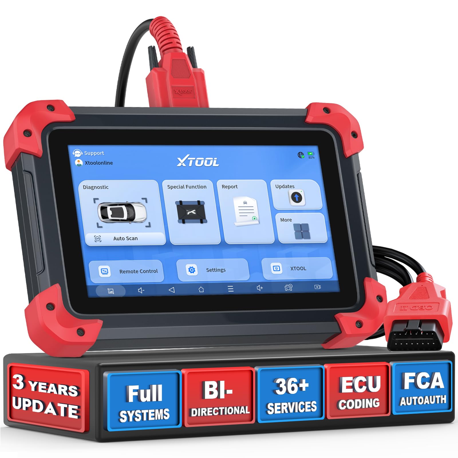 XtoolD7X OBD2 Scanner Diagnostic Tool, 2025 Bidirectional Scan Tool with 36+Resets, 3-Year Updates, FCA Autoauth, ECU Coding, Full System Car Scanner for ABS, Crank Sensor Relearn, Injector Coding