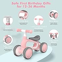 Vista 3 de Bicicleta de Equilibrio para Bebé para Niñas de 1 Año de Edad Regalos, 10-12 Meses Bicicleta de Equilibrio para Niños Pequeños Sin Pedal con 4