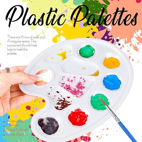 Miniatura 3 de FANDAMEI Paletas de Bandeja de Pintura Ovaladas, 8 PCS Paletas de Bandeja de Pintura Blanca de Plástico, Paletas de Pintura Paletas de Pintura