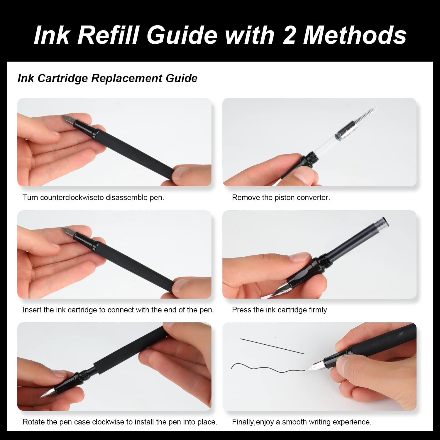 Set di 64 penne stilografiche per calligrafia, con 3 penne stilografiche, 7 pennini diversi, 54 cartucce d'inchiostro (10 colori), scrittura, disegno e calligrafia per principianti GC-F354