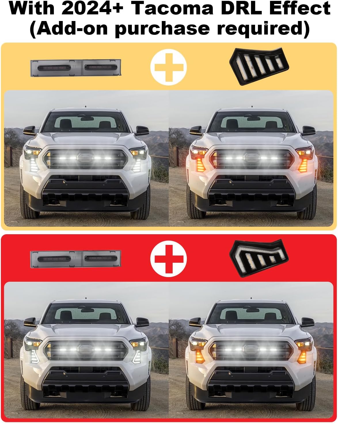 Front Bumper LED Grill Lights for Toyota Tacoma 2026 2025 2024 Raptor Marker Lights Bars fit SR SR5 OEM Grille 4th Gen Tacoma Exterior Accessories (White) - Image 7