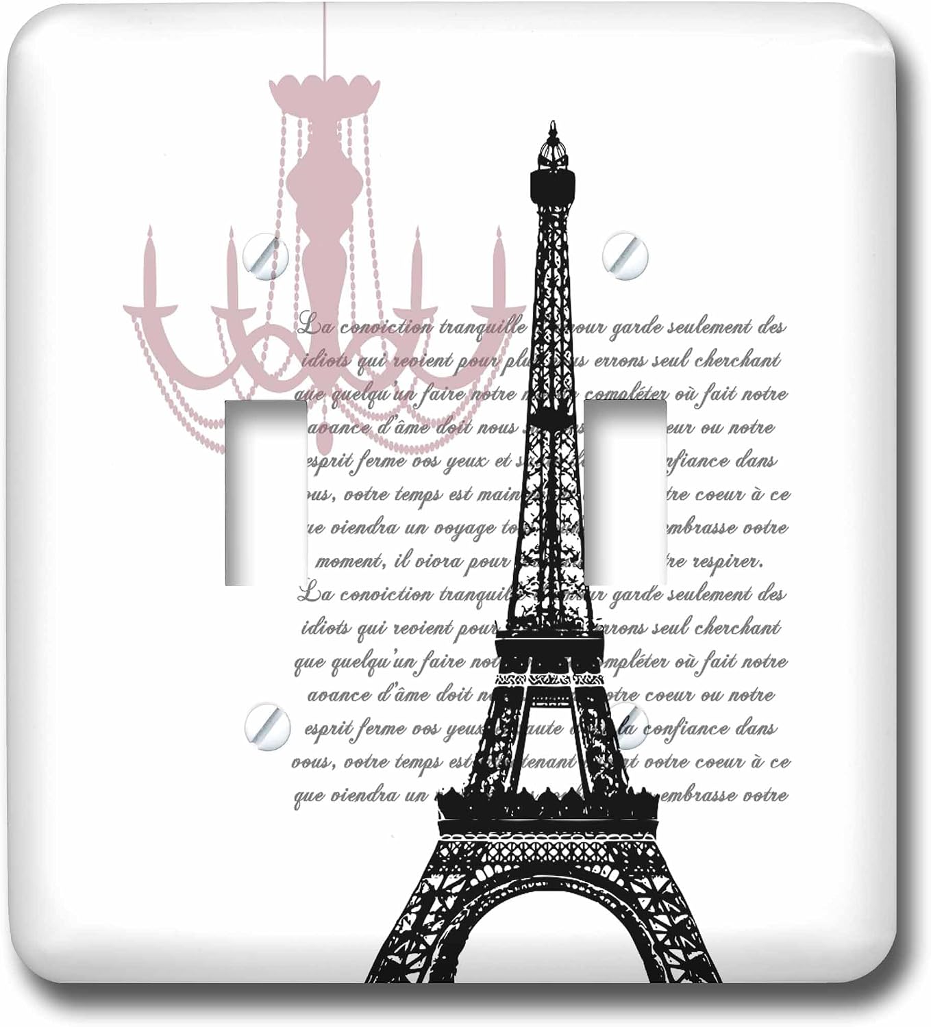 3dRose LLC lsp_110441_6 Chic Chandelier and Eiffel Tower with Script 2 Plug Outlet Cover