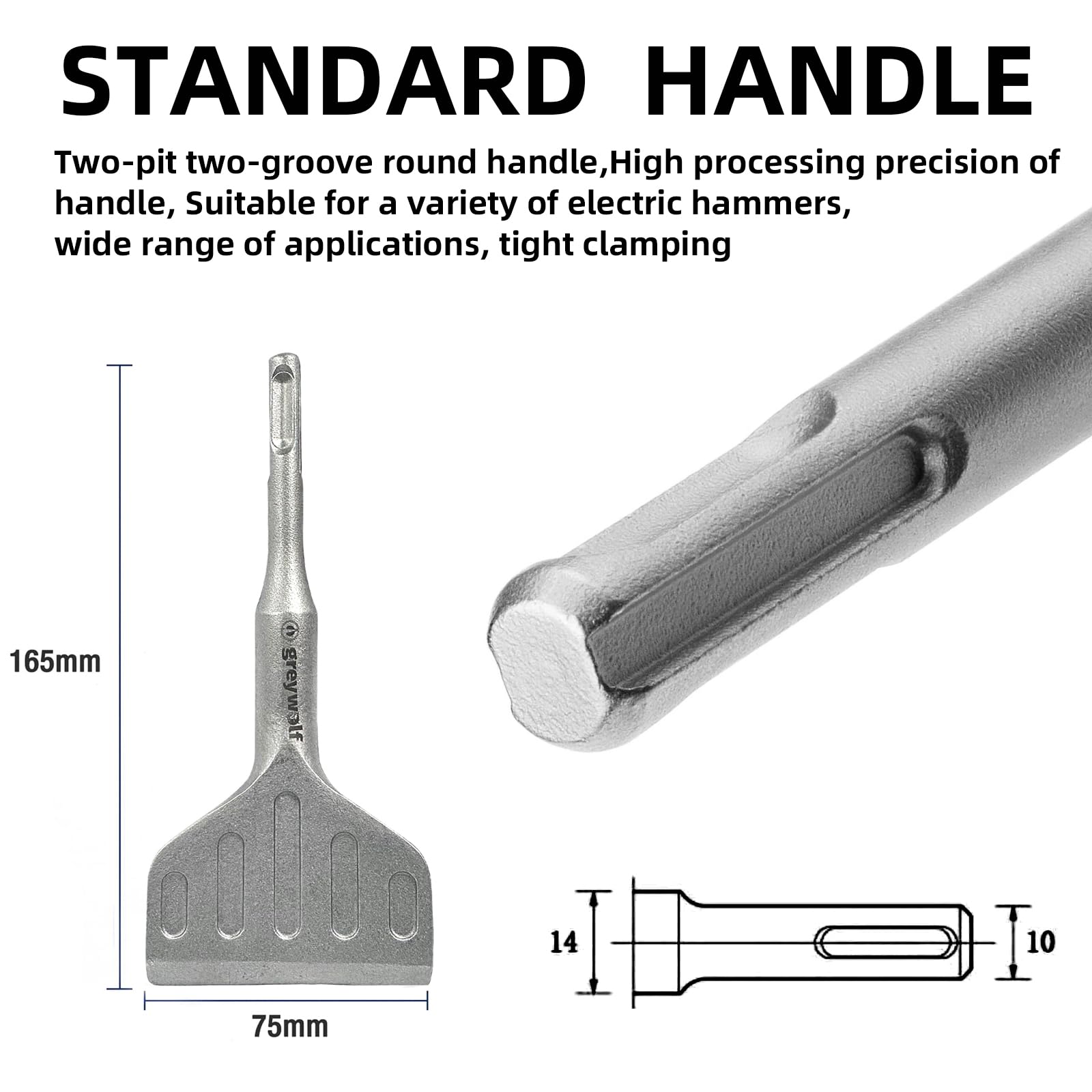 Greywolf SDS Plus Chisel Drill Bit, 3 Inch 20° Crank Angle Wide Bend Chisel, 40CrMo Alloy Floor Scraper - Image 2