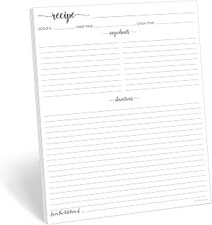 321Done Recipe Paper 8.5x11 White, 50-Pack, Made in USA, Full Page Blank Recipe Paper to Write in Your Own Recipes, Minimalist Letter Size Refill Pages for Recipe Binder, Recipe Box, Recipe Organizer