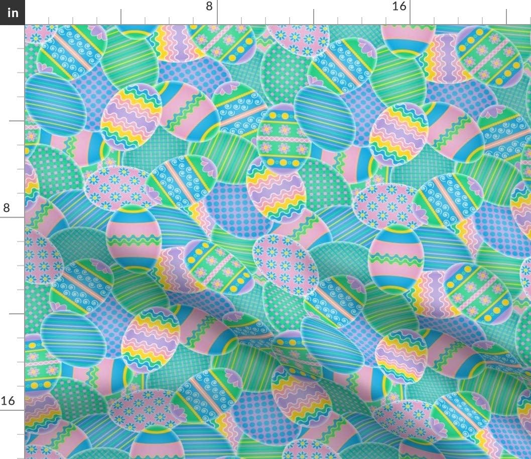 Spoonflower Fabric - Colorful Eggs Egg Easter Bunny Holiday Chick Chicken Spring Printed on Petal Signature Cotton Fabric by The Yard - Sewing Quilting Apparel Crafts Decor
