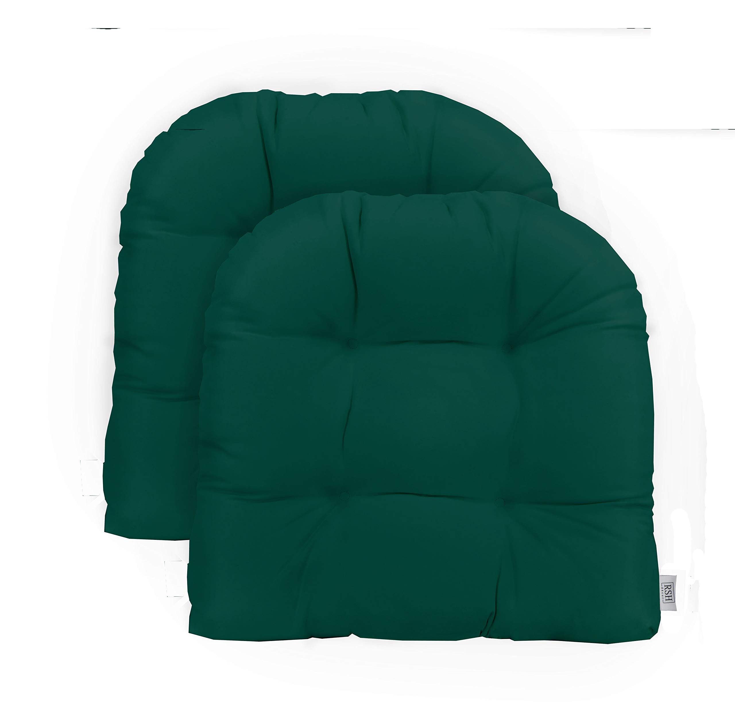 RSH Décor Indoor Outdoor 2 pk Wicker Patio Chair Seat Cushion Made with Sunbrella Fabric -Choose Color (Canvas Forest Green)