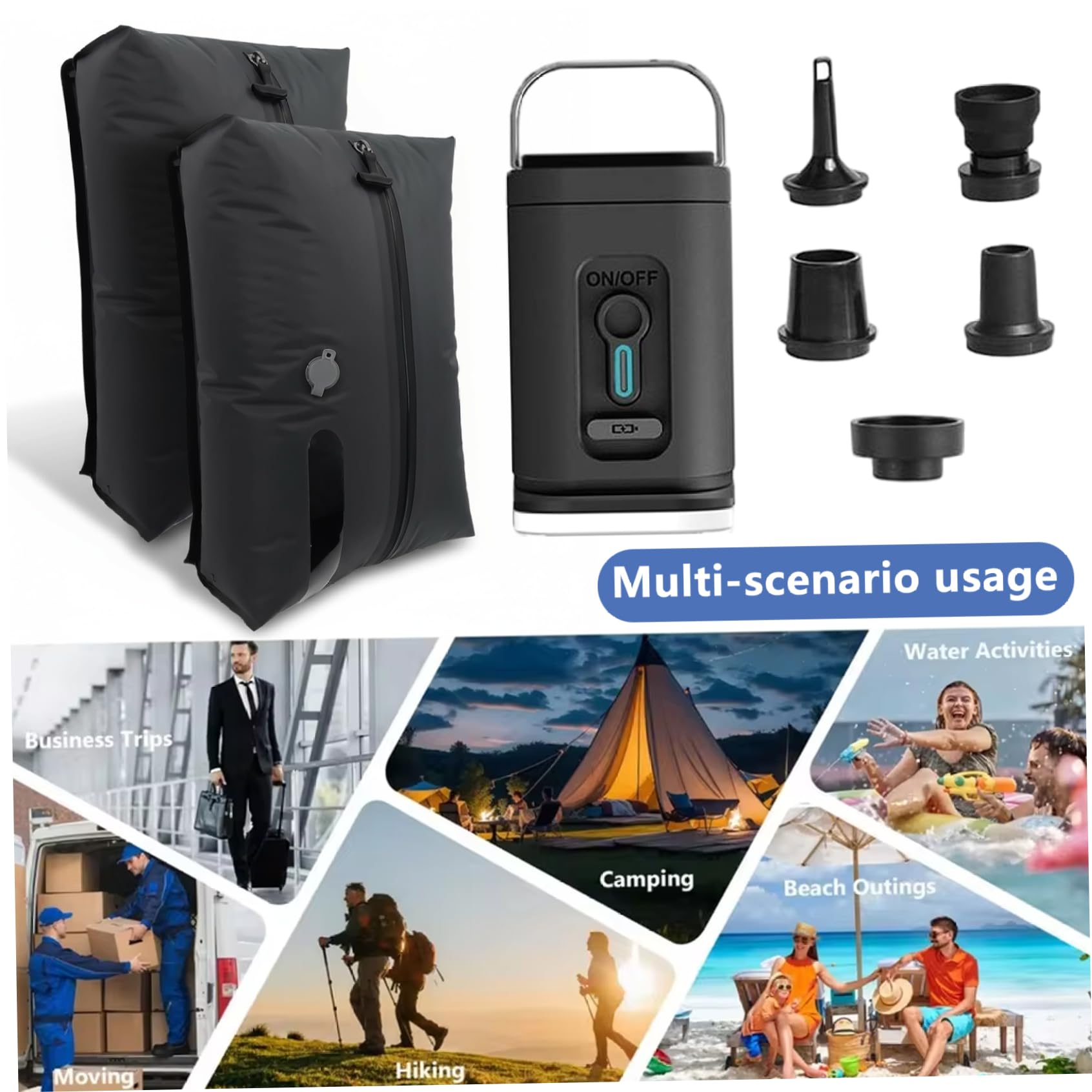 Sacchetti sottovuoto da viaggio per bagagli Sacchetti a compressione da viaggio da 17 litri con fondo piatto e finestra Confezione da 2 salvaspazio per bagagli, valigia e zaino, Organizzazione, so
