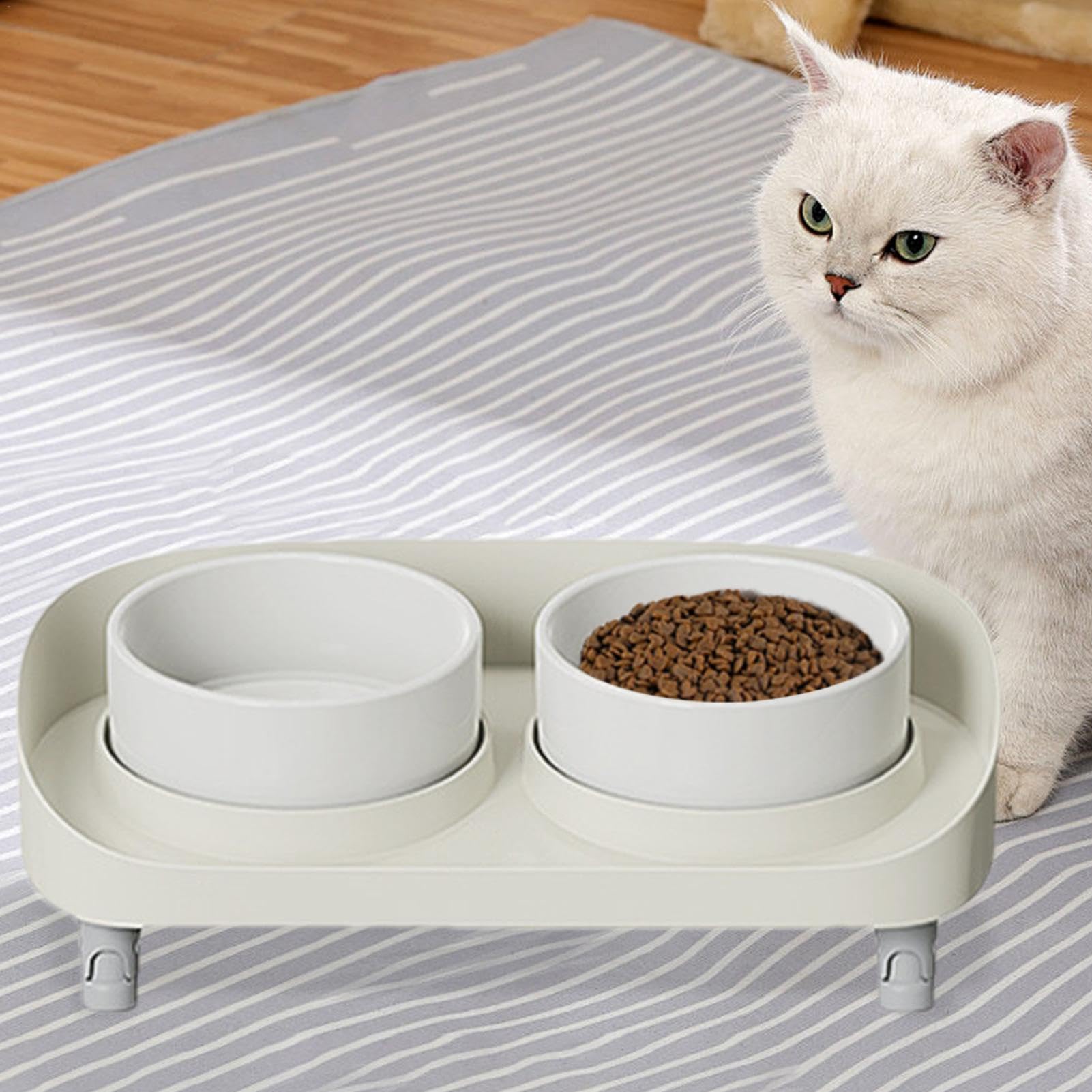 Ciotole rialzate inclinate per cibo per gatti, doppie ciotole per cani e gatti con supporto antiscivolo e base a prova di perdite, stabile e senza stress, ergonomico per mangiatoia per | Alimentatore di alimenti per animali domestici ergonomici, per l'ali