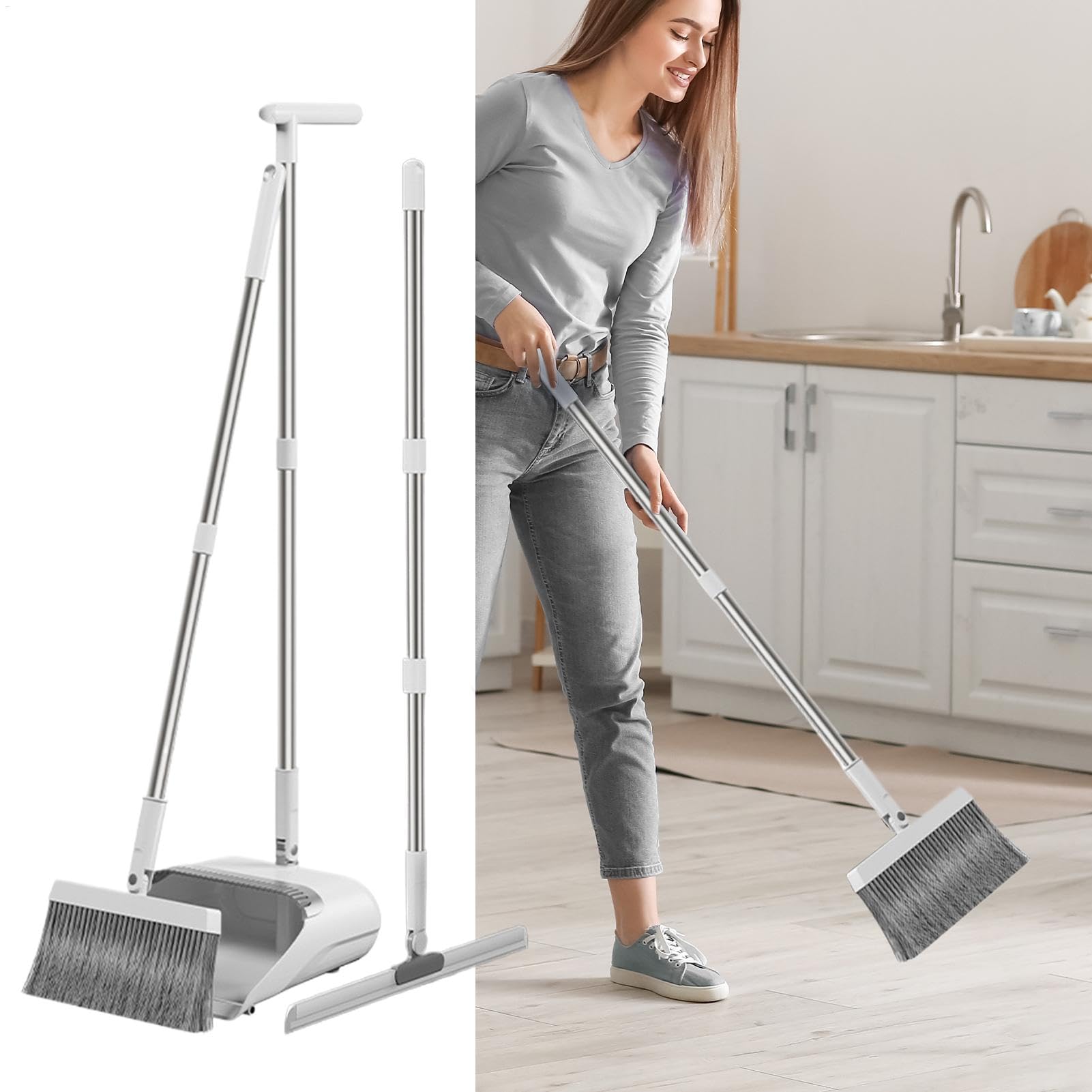 Besen und Kehrschaufel-Set für Zuhause Tragbar Leicht Kompakt Flexibel