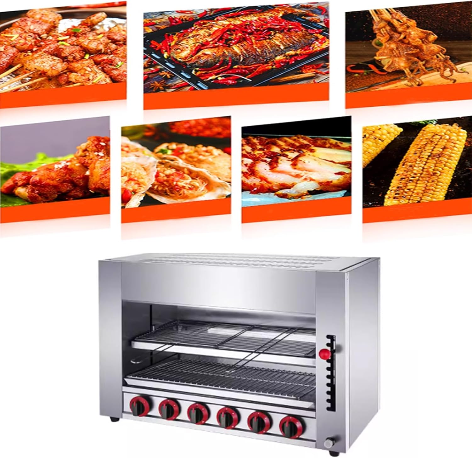 INTSUPERMAI Cheese Melter Machine Stainless Steel LPG Countertop Salamander Broiler Wall-mounted Gas Burner for Melt Cheese Toast Sandwiches Grill Steaks