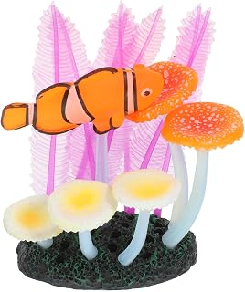 LOGOFUN Artificial Silicone Coral Decoration Realistic Coral Model Simulation Silicone Plants for Fish Tank Landscape Aquarium Ornaments