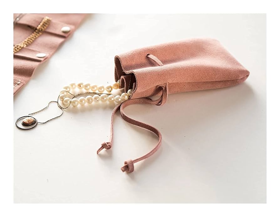 Amazon.com: Suede Jewelry Pouch, Travel Accessory Drawstring