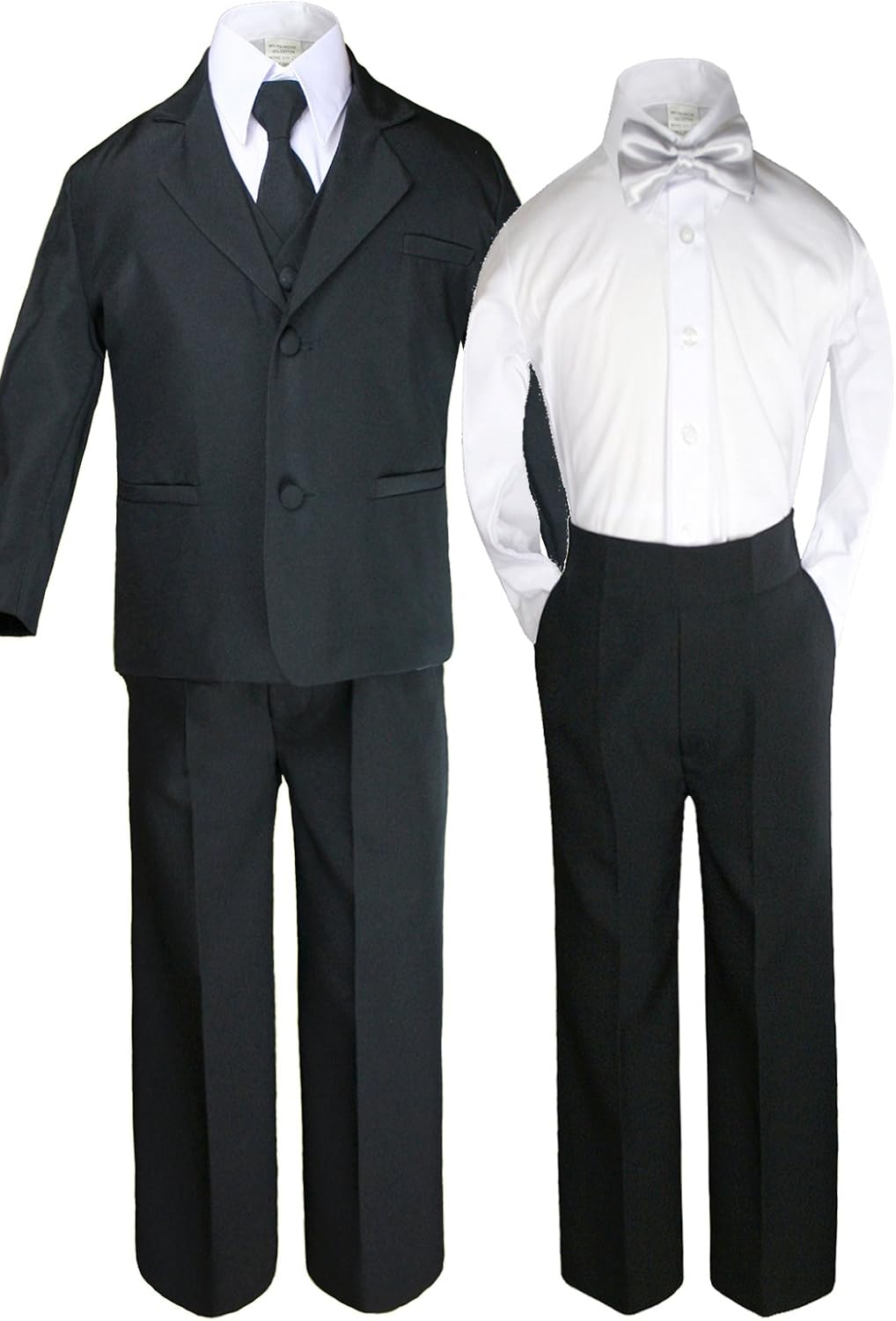 6pc Baby Toddler Boy Teen Formal Black Suit Set or 1pc Satin Bow tie Only Sm-20