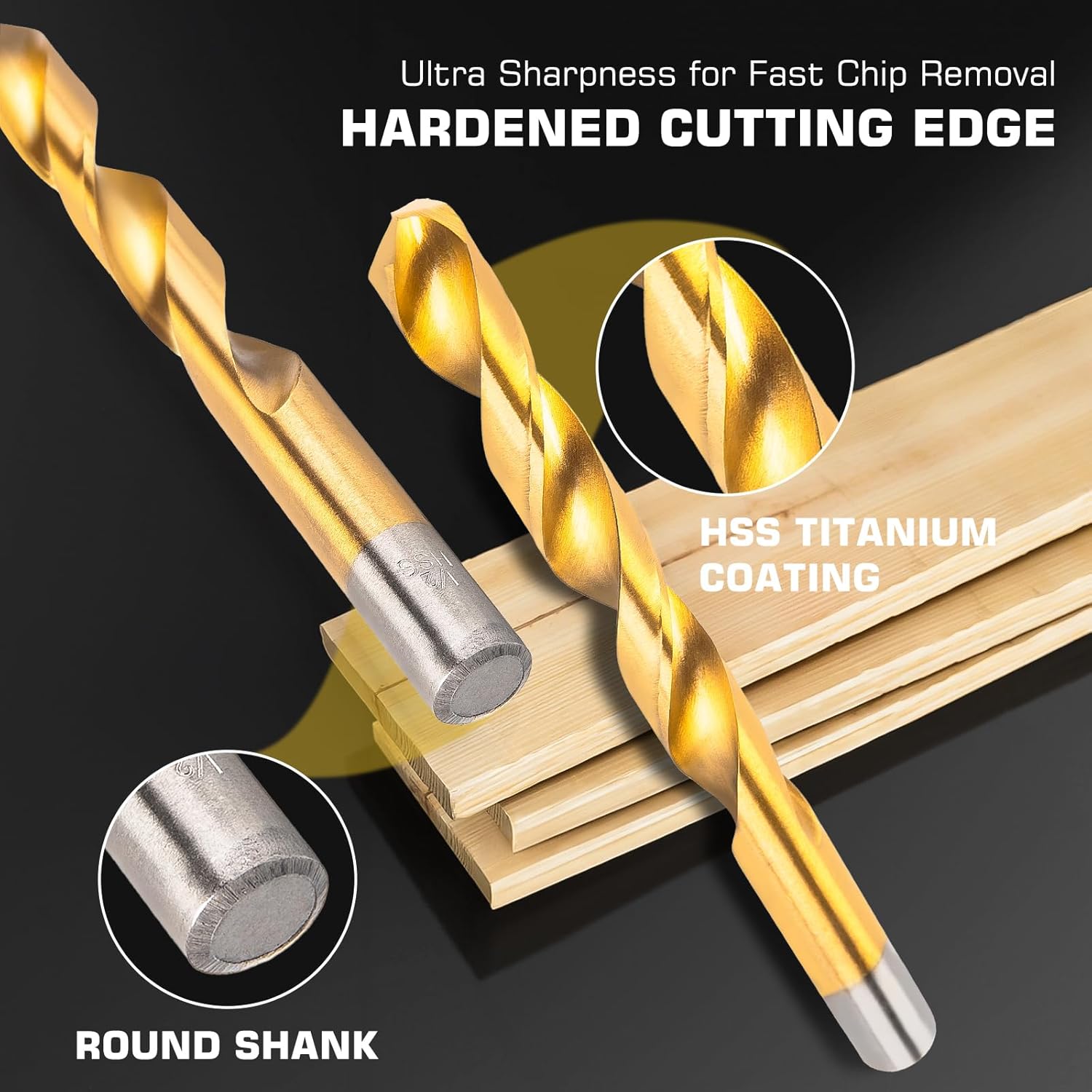 230 Pcs Titanium Twist Drill Bit Set for Metal and Wood,135°Tip High Speed Steel Titanium Drill Bit Kit Set, Drill Bits Kit for Wood, Aluminum Alloy, Metal, Plastic with Storage Case, 3/64"-1/2"