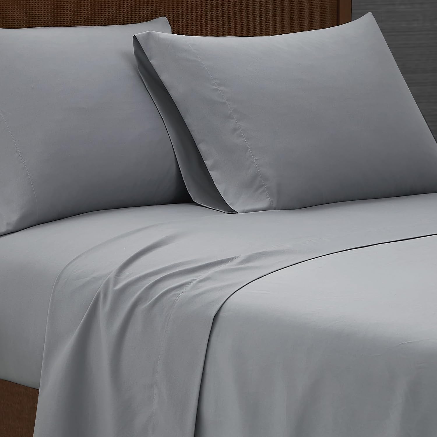 London Fog Garment Washed Solid Sheet Set Grey Microfiber 3-Piece Twin Sheet Set, Solid Themed, Deep Pocket, Adult and Teen, Oeko-TEX Certified