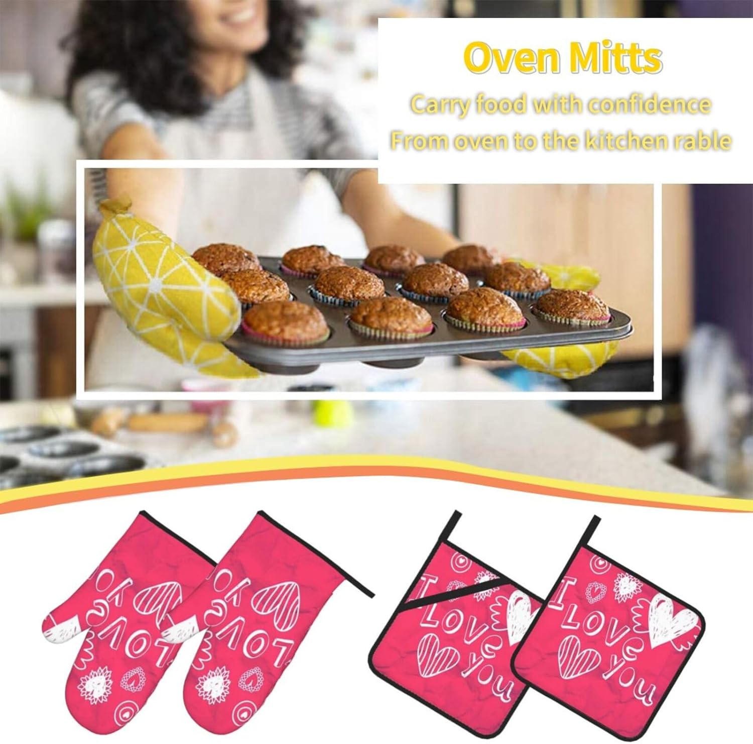Valentine's Heart Kitchen baking four piece set, fit for cooking and baking, oven, microwave, and outdoor barbecue