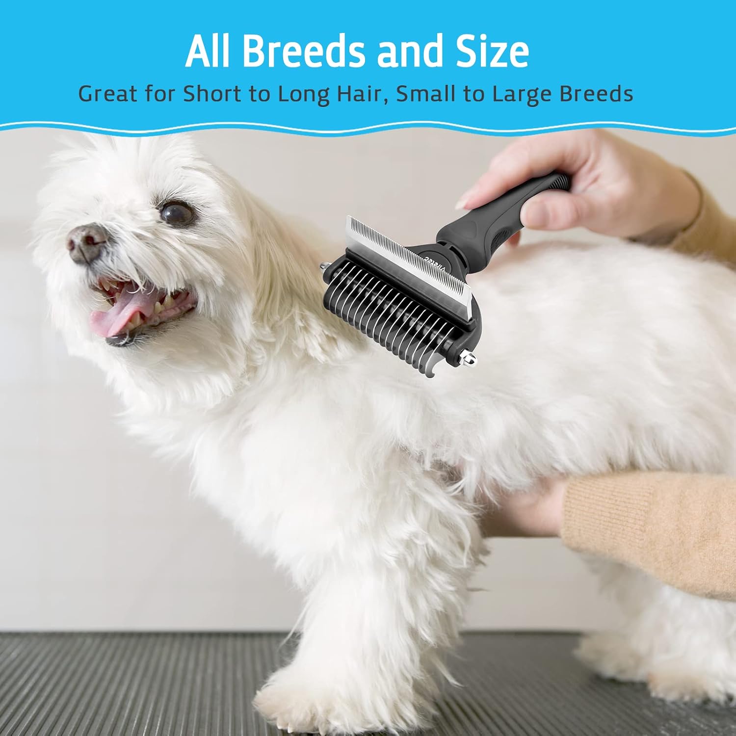 Viretec Dog Deshedding Brush, 2 in 1 Pet Undercoat Rake for Cats and Small Dog, Long and Short Grooming Tool, Dematting Combs Easily Remove Mats, Tangles and Loose Fur Small Black : Pet Supplies