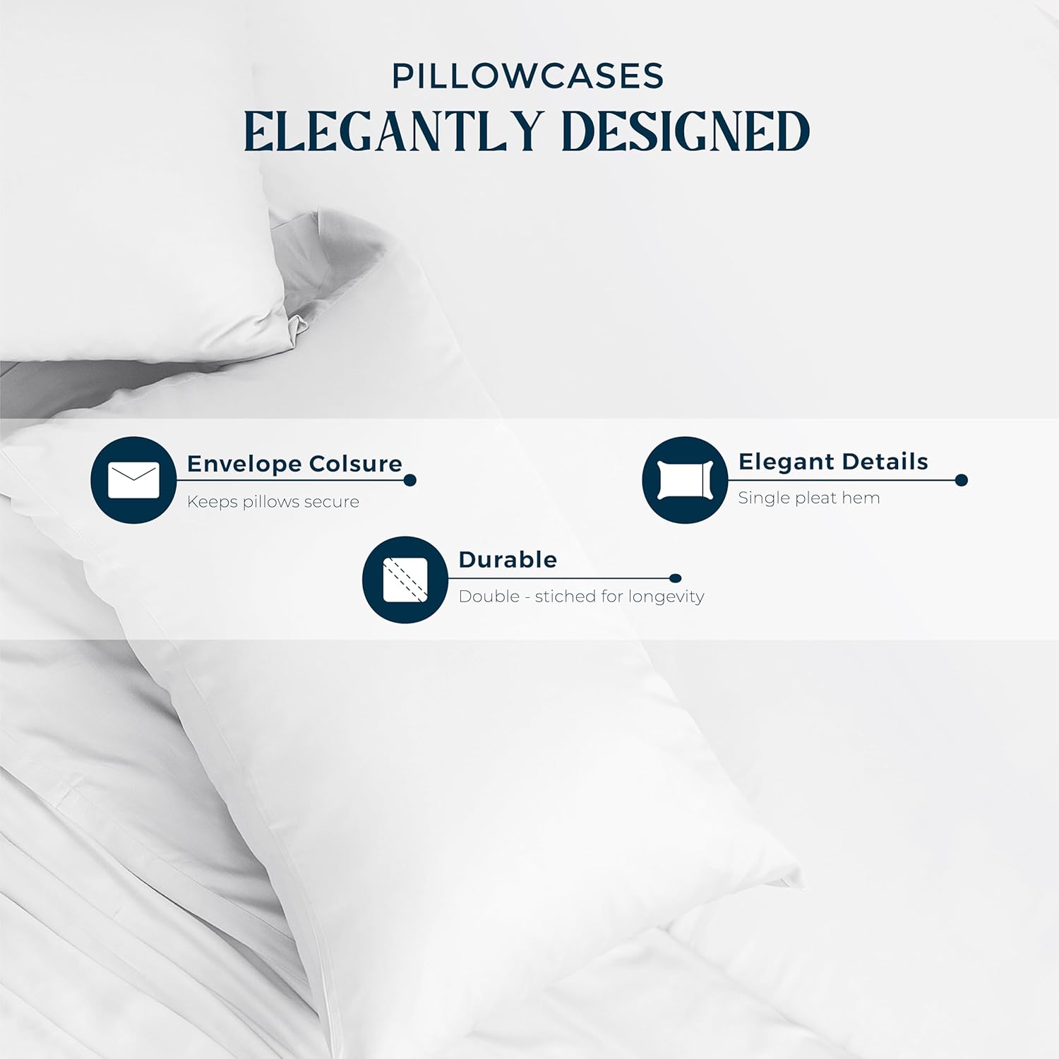 Mayfair Linen 100% Egyptian Cotton Pillow Cases Queen/Standard Size Set of 4 - Luxury 1500 Series Sateen Cotton Pillowcases (White, 2 Pair), Soft Pillow Covers Fits Standard & Queen Pillows