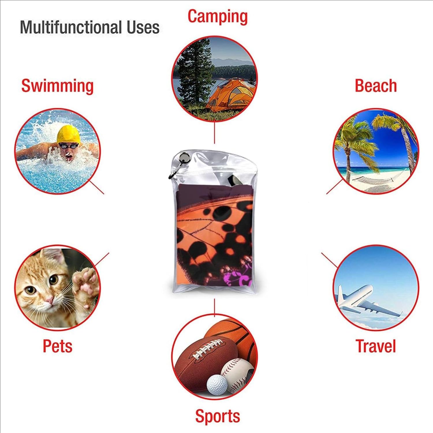 KHiry Microfiber Towel Beach Towels Nice Butterfly Quick Dry Towel Soft Lightweight Travel Towels Absorbent Large Easy Pack Travel Things Beach Blanket for Gym Sports Swimming