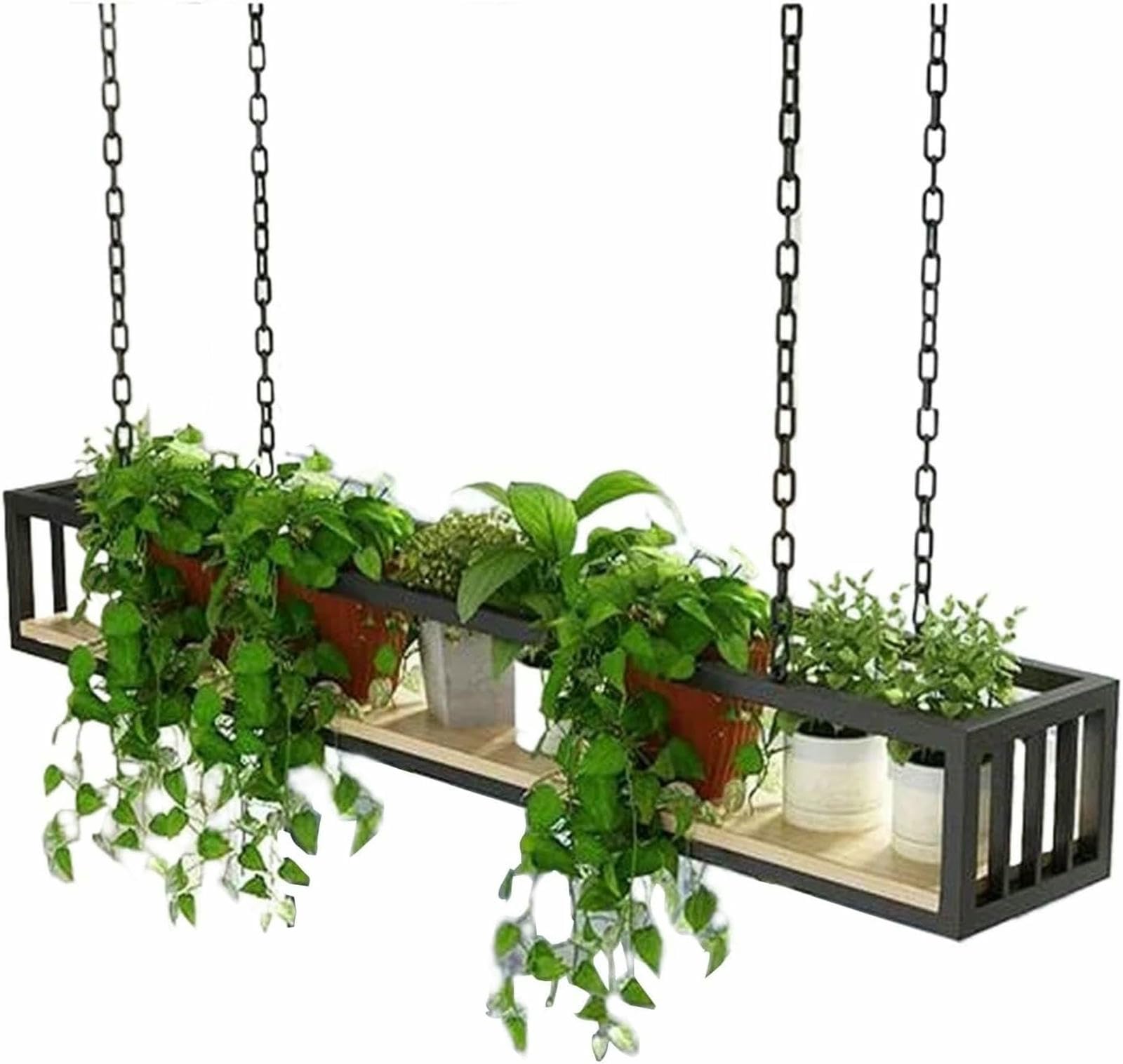 Étagères flottantes au plafond pour créer un jardin suspendu dans votre cuisine