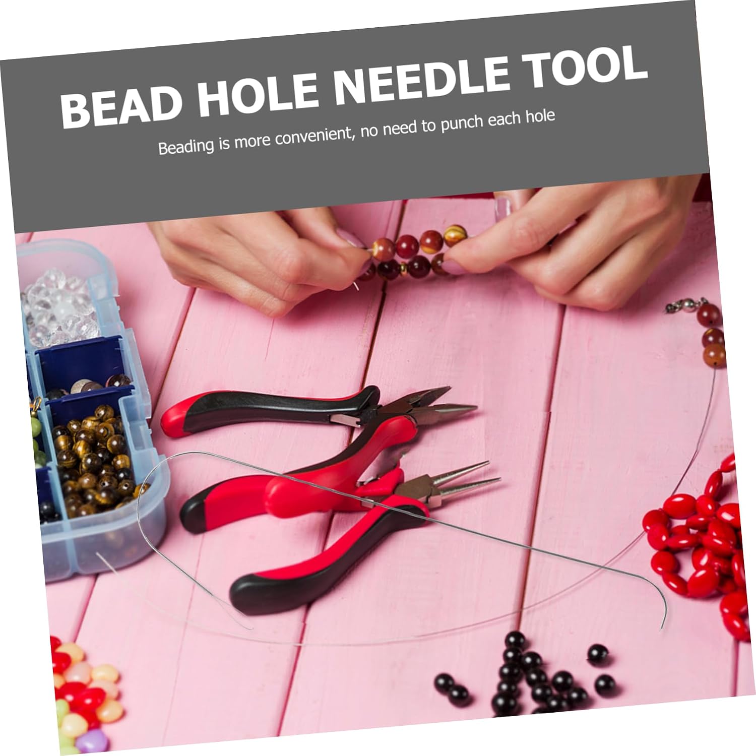 Tofficu 6Pcs Curved Beading Needles Durable Bead Threaders for Jewelry Making for DIY Necklaces Bracelets and Bead Craft Projects