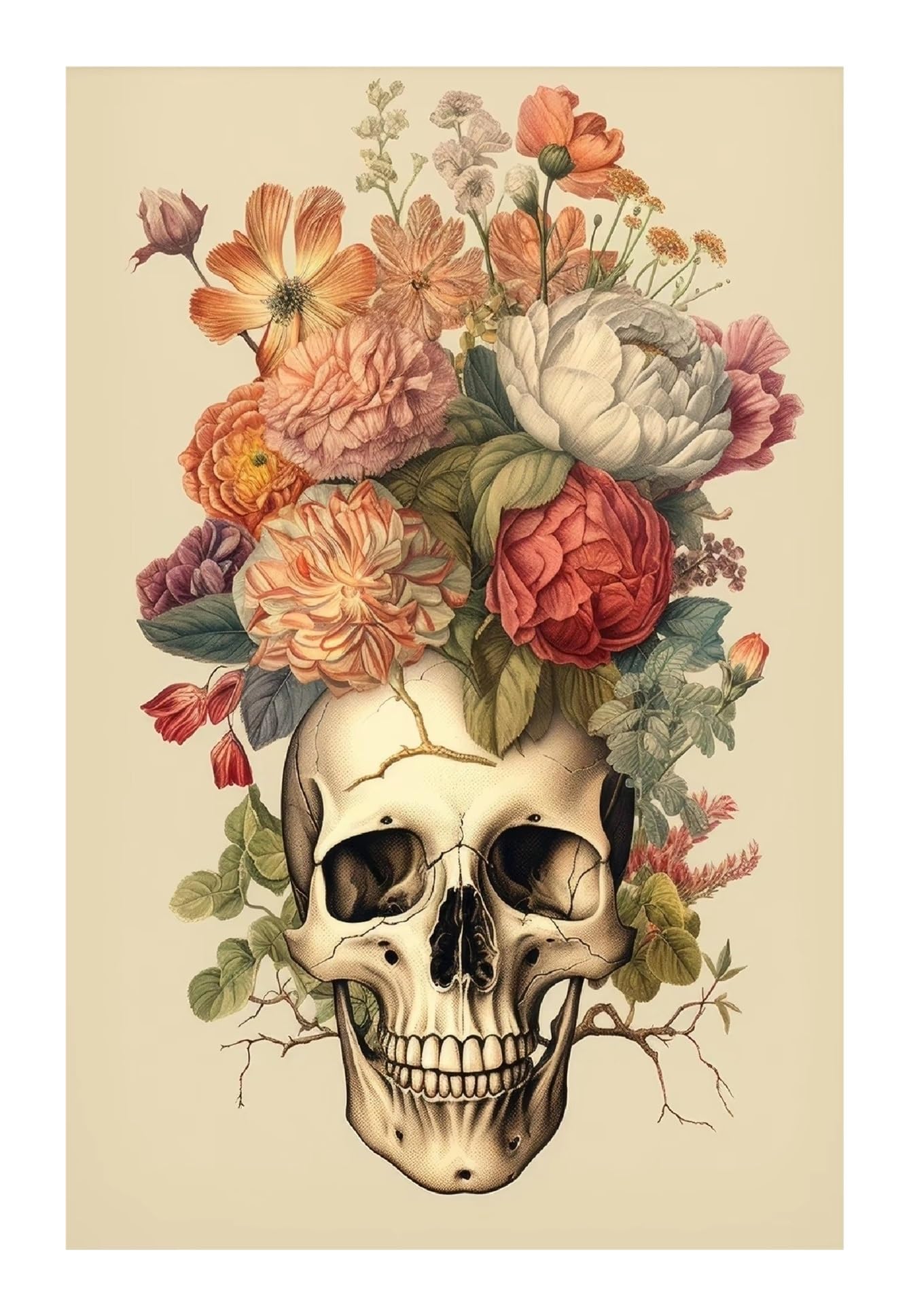 Peinture murale anatomie fleurs colorées pour une âme de collectionneur
