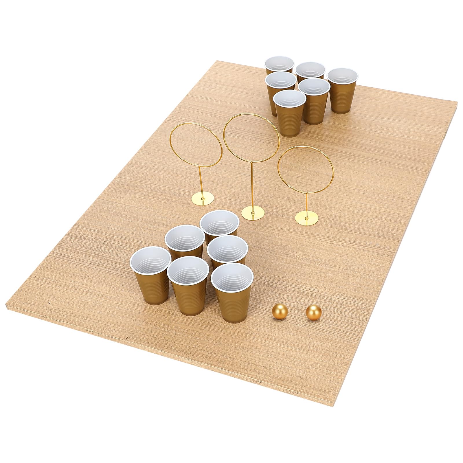 Party Beverage Game Set Includes 3 Sizes Large Goal Posts 22 Party Cups and 10 Balls Throwing Game for Indoor Outdoor House Wizard Theme Parties Beach Wedding Birthdays, Golden