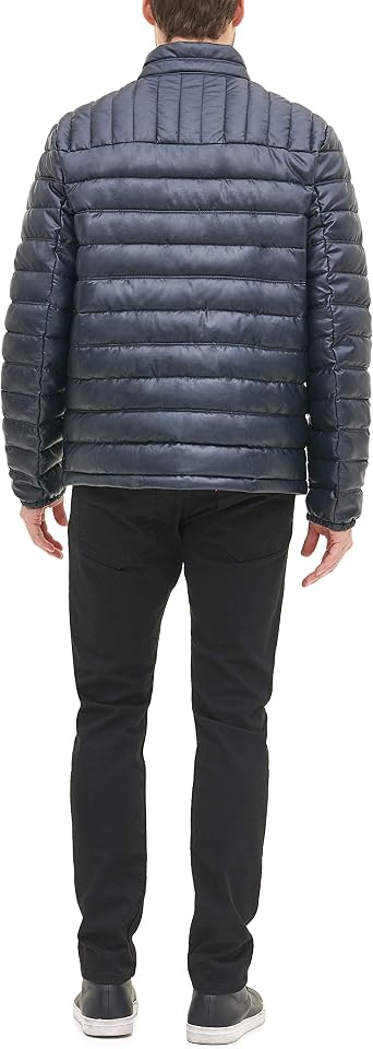Tommy Hilfiger Men's Lightweight Quilted Faux Leather Puffer Jacket