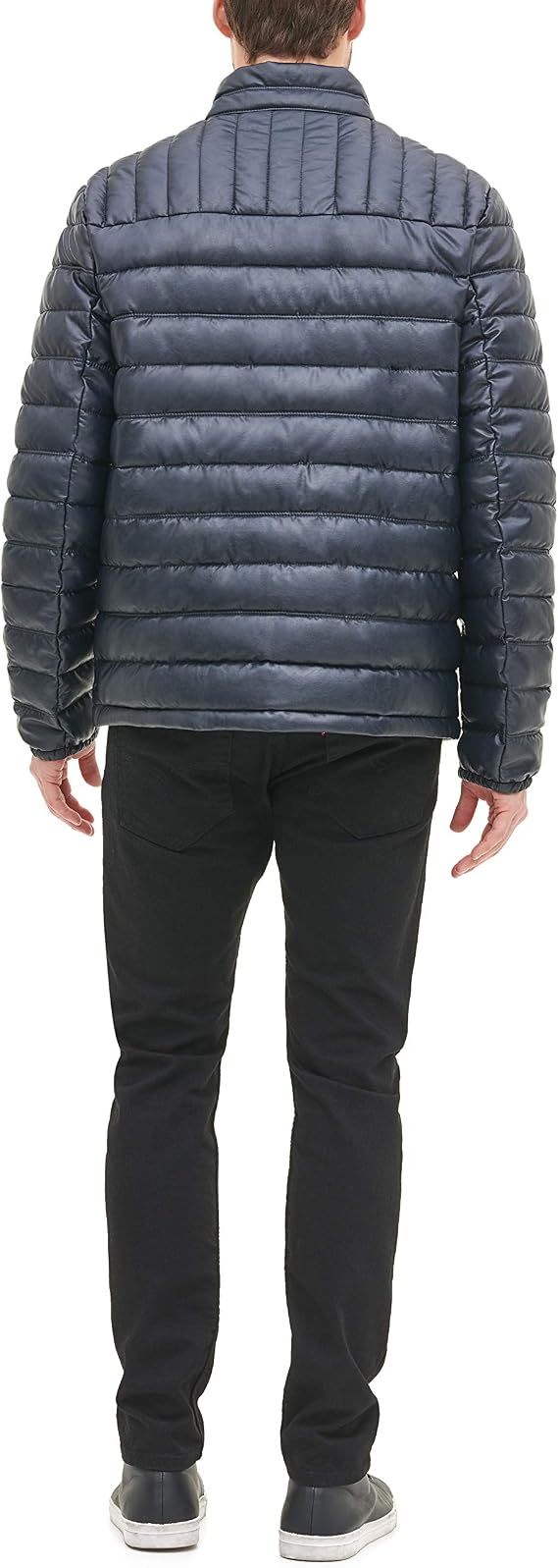 Tommy Hilfiger Men's Lightweight Quilted Faux Leather Puffer Jacket