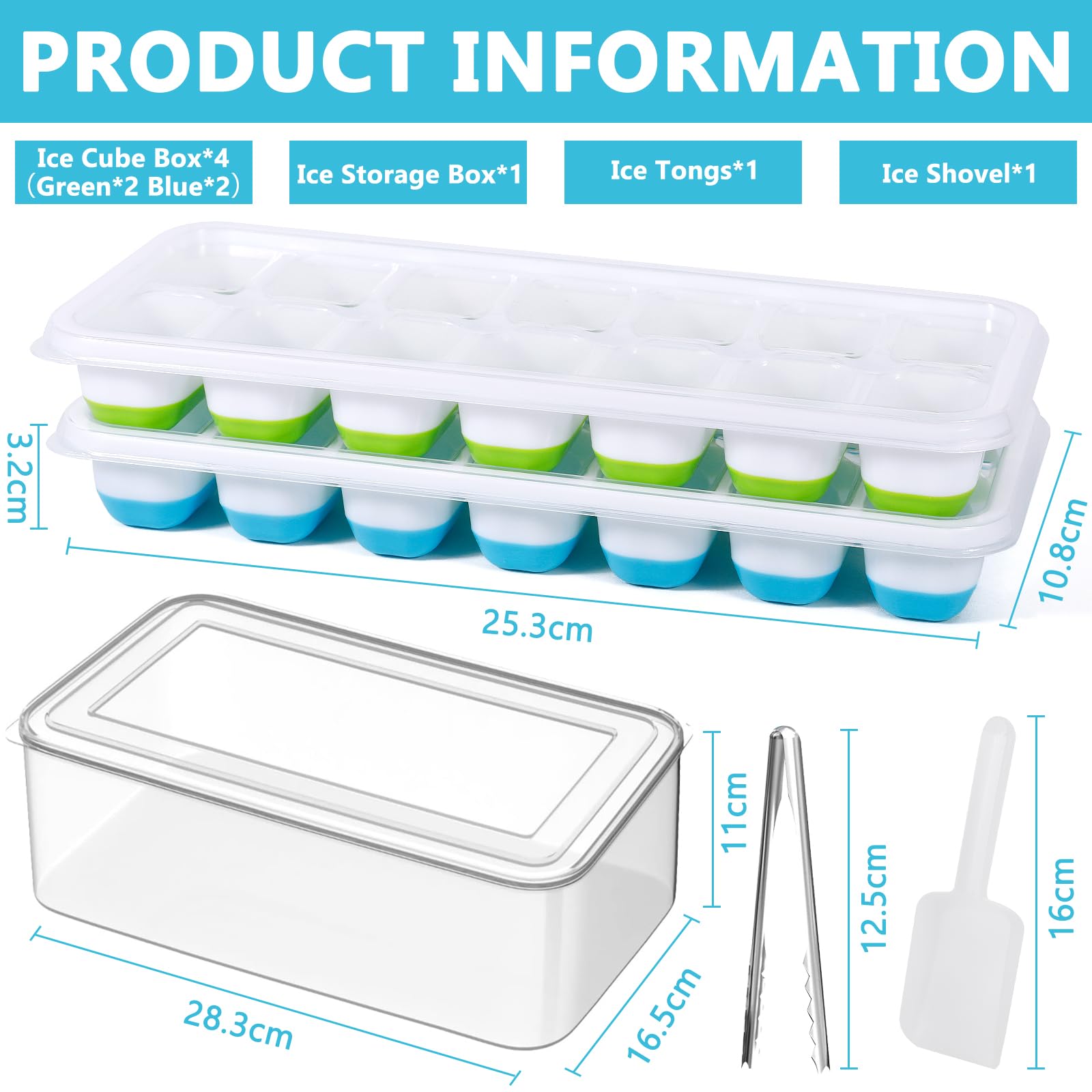 Silicone Ice Cube Tray - Stackable & Leak-Proof -2 Silicone Ice Cube Tray - Stackable & Leak-Proof -2