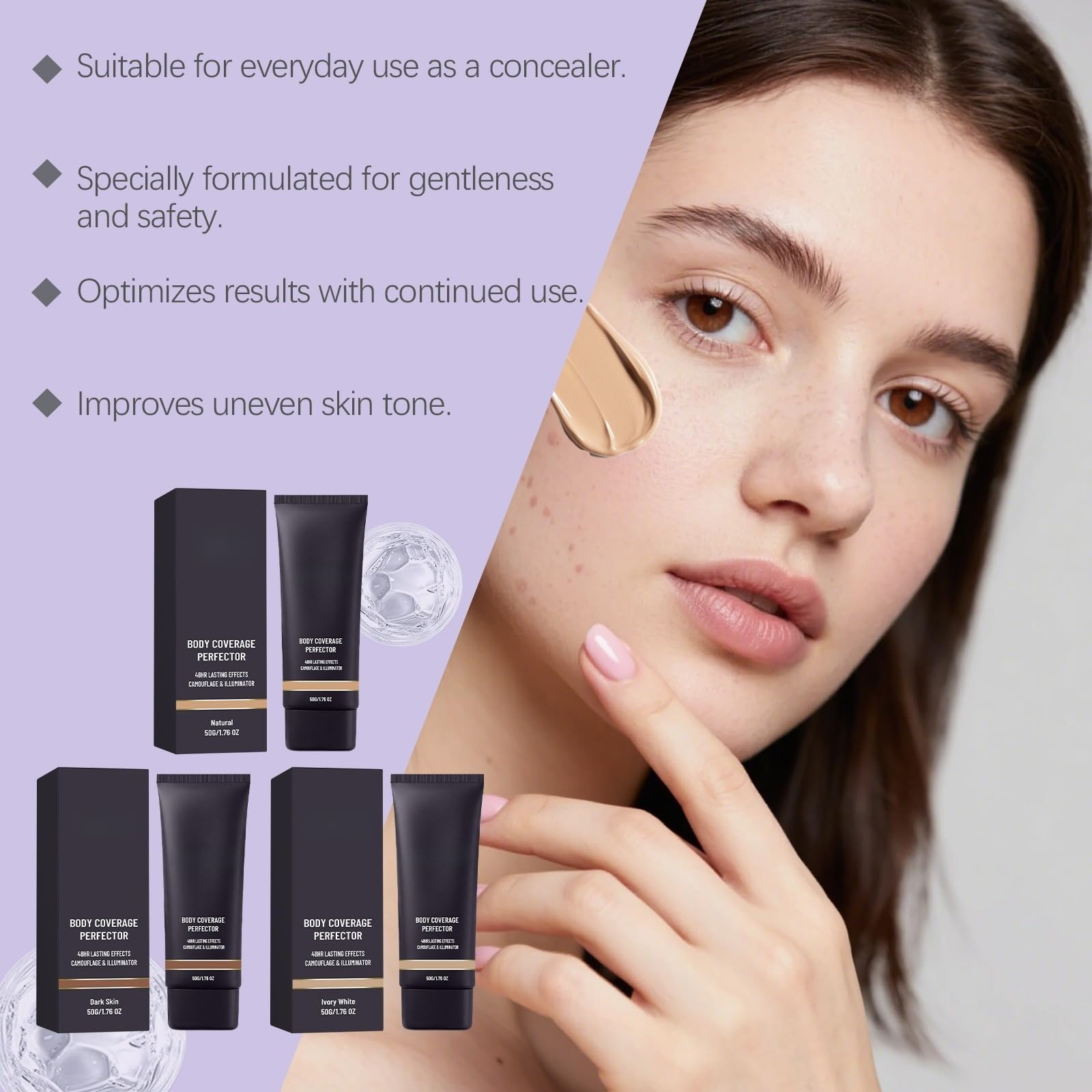 Crème Correctrice Corps Haute Couvrance – Illuminateur de Teint – Longue Tenue Résistante à l’Eau – 50 g