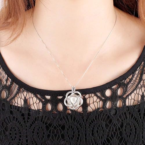 Miniatura 6 de Rose Big Edison - Colgantes de jaula para fabricación de joyas de perlas de plata de ley, diseño de jaula de perlas colgantes para mujer, Metal