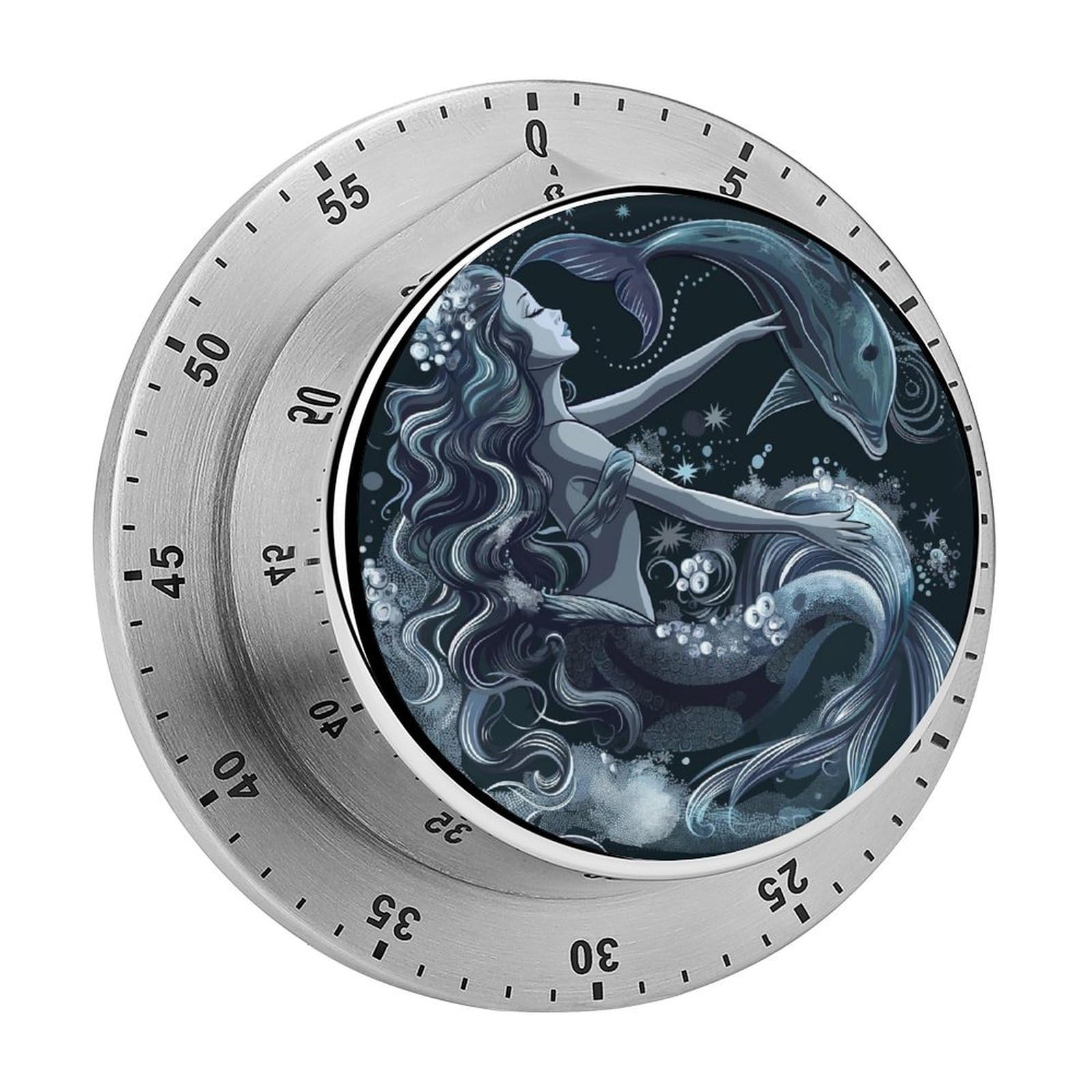 Dolphin Mermaid Kitchen Timer Magnetic Countdown Countup Timer for Cooking Baking 8x8cm