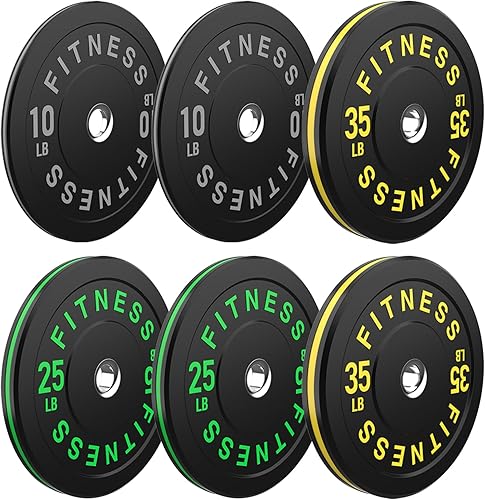 Miniatura 44 de Discos de peso olímpicos de 2 pulgadas y caucho para barras, discos para gimnasio en casa, entrenamiento de fuerza y levantamiento de pesas, 10 a