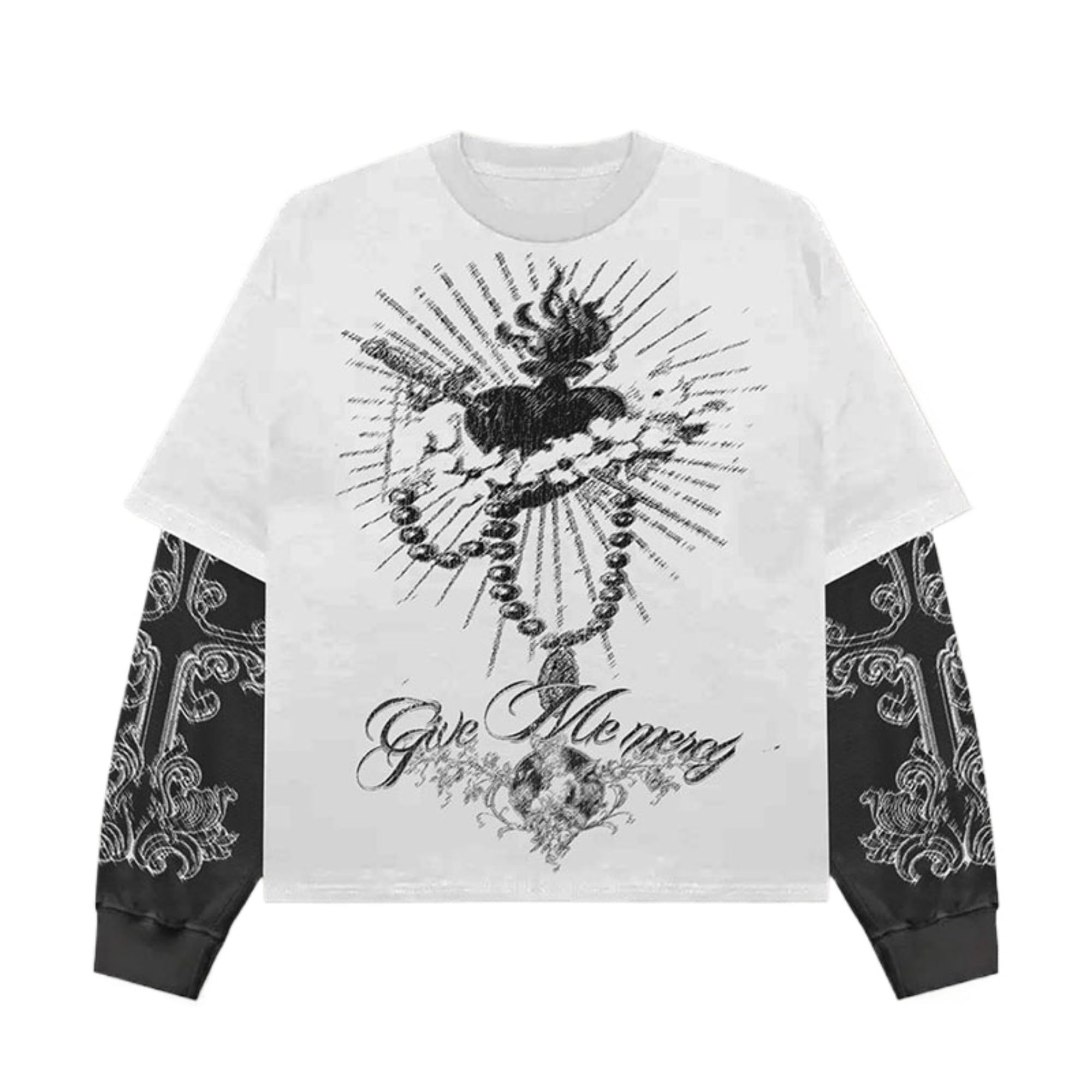 Camicia gotica camicia gotica falso due pezzi abbigliamento alternativo gotico manica lunga top grunge vestiti