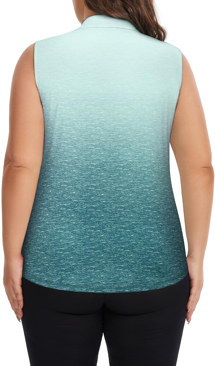 Koscacy Plus Size Golf Polo Shirts for Women Sleeveless Zip Up Athletic Tennis Shirt Dry Fit Workout Tank Tops
